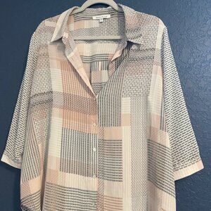 Pink, Grey, & Black Blouse